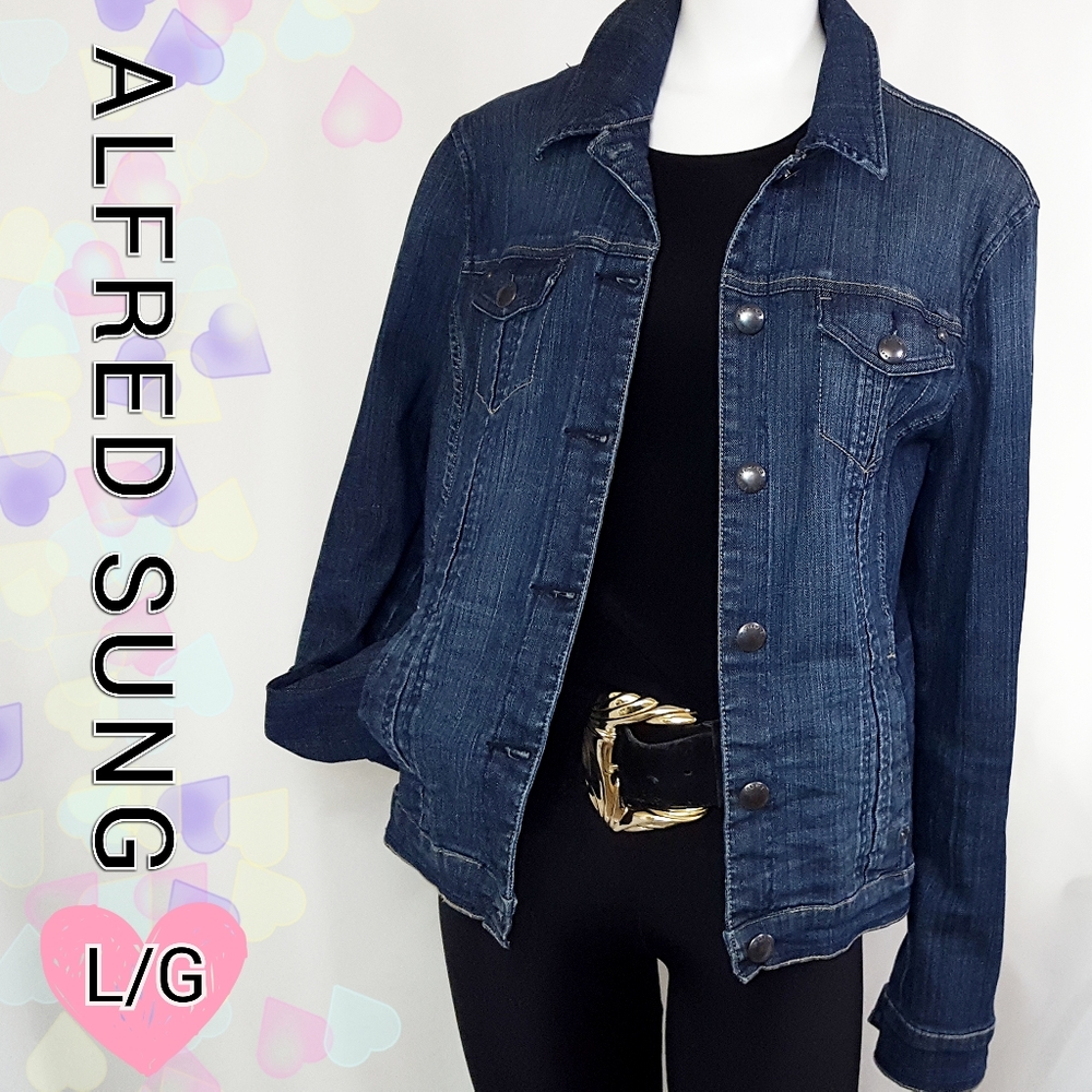 Vintage Alfred Sung💙Dark Wash Blue Denim Jean Jacket